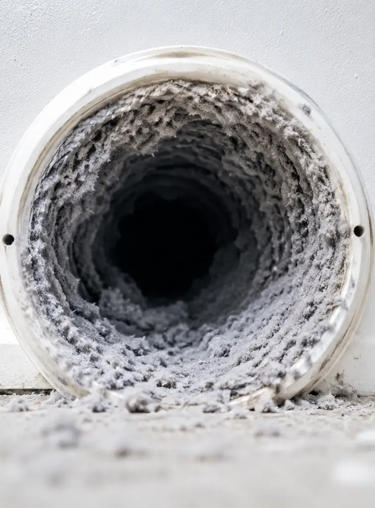 Dryer vent before professional cleaning