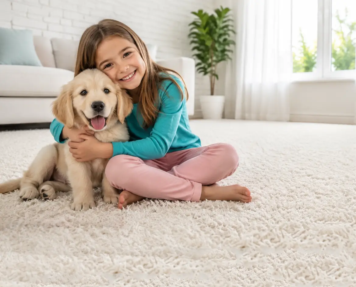 Professional carpet cleaning technician providing residential carpet cleaning service in Dallas Texas