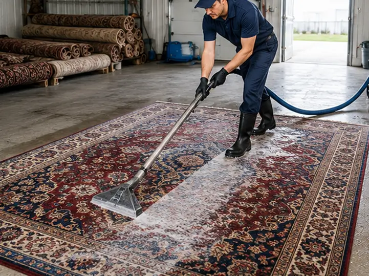 Professional area rug cleaning service for a Dallas Texas home