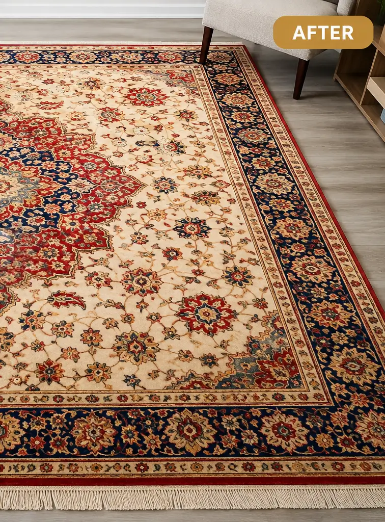 Fresh clean residential Rug after professional stain removal service in Dallas Texas