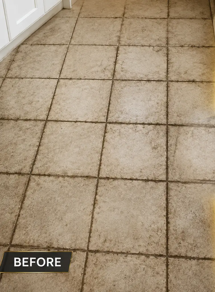 Tile and grout cleaning before professional deep cleaning